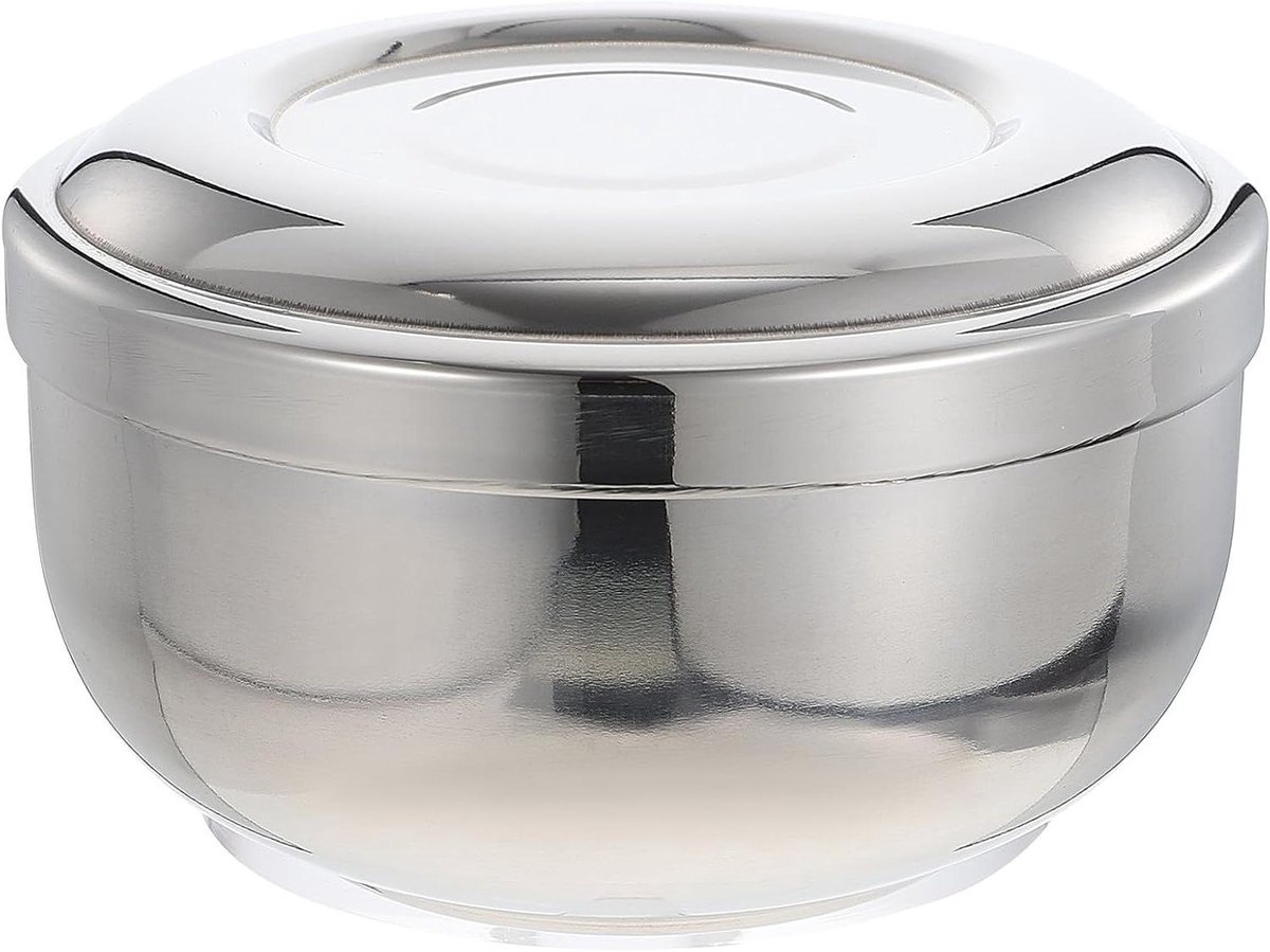 Scheerkom Roestvrijstaal - Scheerzeepbakje Schuimkom - Thuisgebruik Barbershop - Stevig Schuimende Container - 11x5.5cm - Zilver