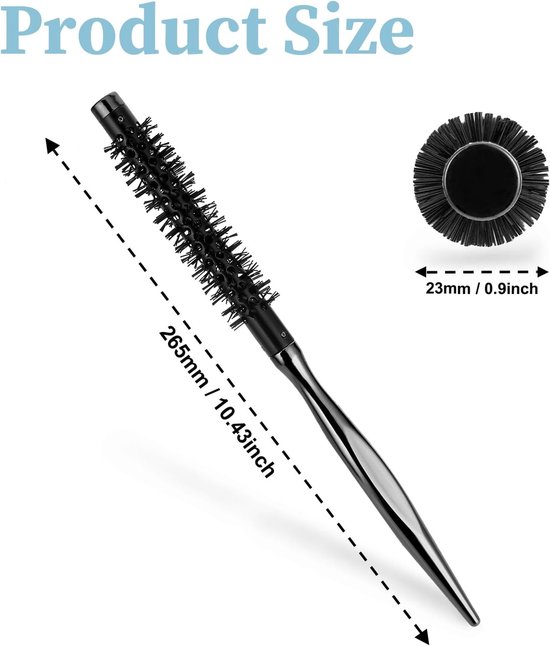 Mini krulborstel voor het föhnen, draagbare ronde stylingborstel met gladde handgreep en nylon haren voor korte en dunne haarlokjes. Perfect voor volume en krullen. van Merkloos — afbeelding 4