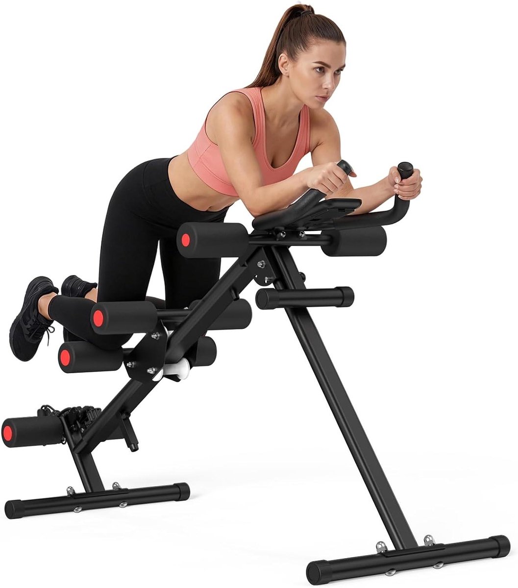 Buikspier Trainer - Abdominal Trainer Cruncher - Thuis Trainen - Verstelbare Intensiteit - 180 kg Belastbaar - Rood
