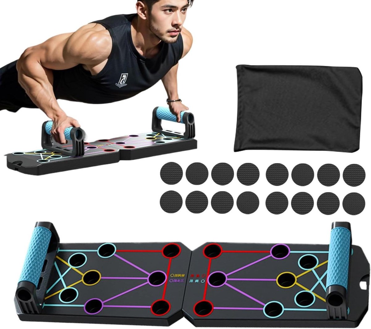 Push-up Trainingsbord - Borstspier Trainer - Gerichte Spiertraining - Opvouwbaar en Draagbaar - 40 x 20 x 7 cm
