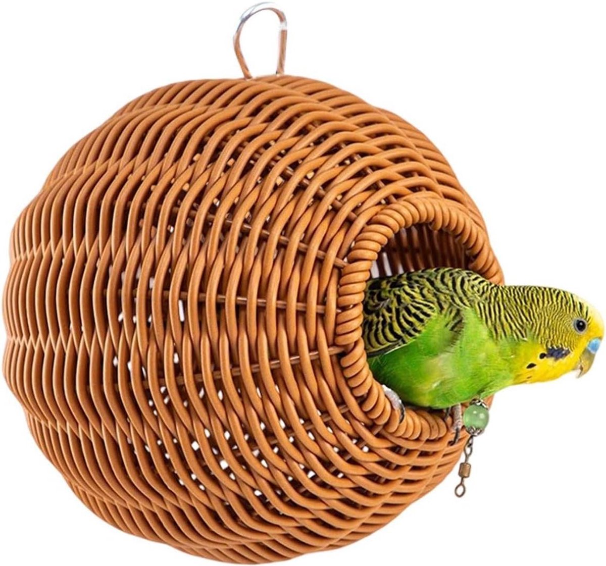 Vogel Nest Huis - Vogelkooi Schuilplaats - Rusten en Spelen - Bijtbestendig Frame - 14x15x14 cm - Natuurlijk