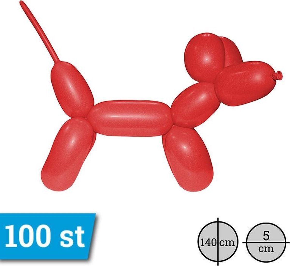 Standaard Modelleer Ballonnen rood per 100 stuks doorsnede 5cm / PRO / EEC= Italia