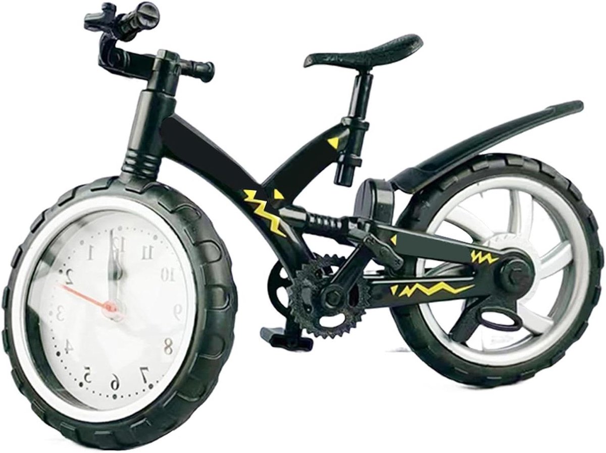 Fietsklok Decor - Fiets Bureauklok - Kinderkamer Decoratie - Uniek Fietsmodel - 26 cm - Zwart