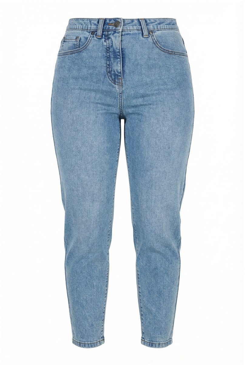 Ulla Popken - Dames - Mom jeans stretchjeans 5-pocketstijl - Licht blauw denim - Maat 52