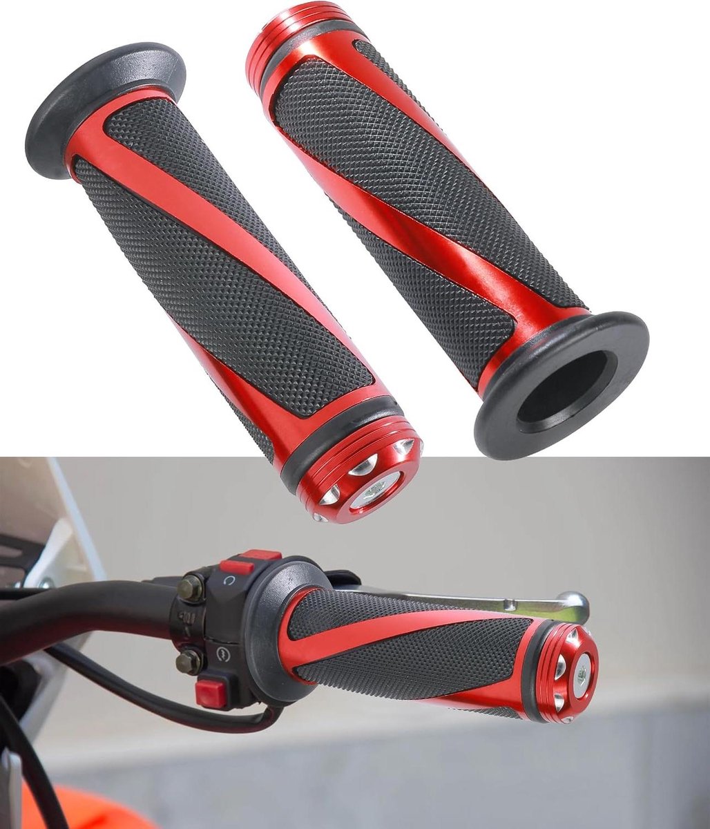 Motorfiets Stuurgrepen - Handgrepen Motorfiets - Motorrijden Verbeteren - Antislip Rubber Design - 22 mm - Rood