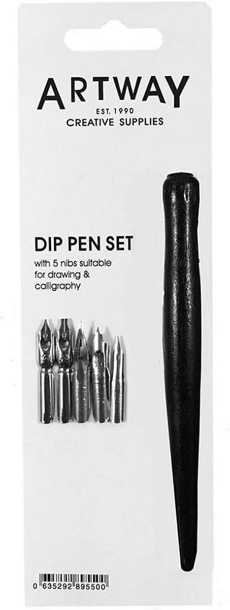 Dip Pen Set - Zwart - Met 5 Penpunten voor Tekening en Kalligrafie - Voor Creatieve Kunstenaars