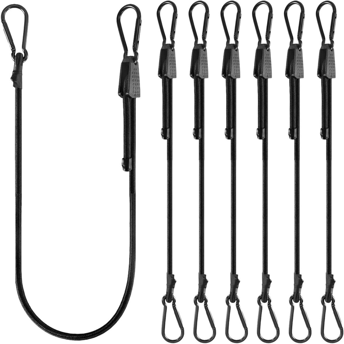 Spanrubber met karabijnhaak - Bagagespanner Expander - Lading Zekeren - Versterkte Karabijnhaak - 200 cm x 8 cm - Zwart