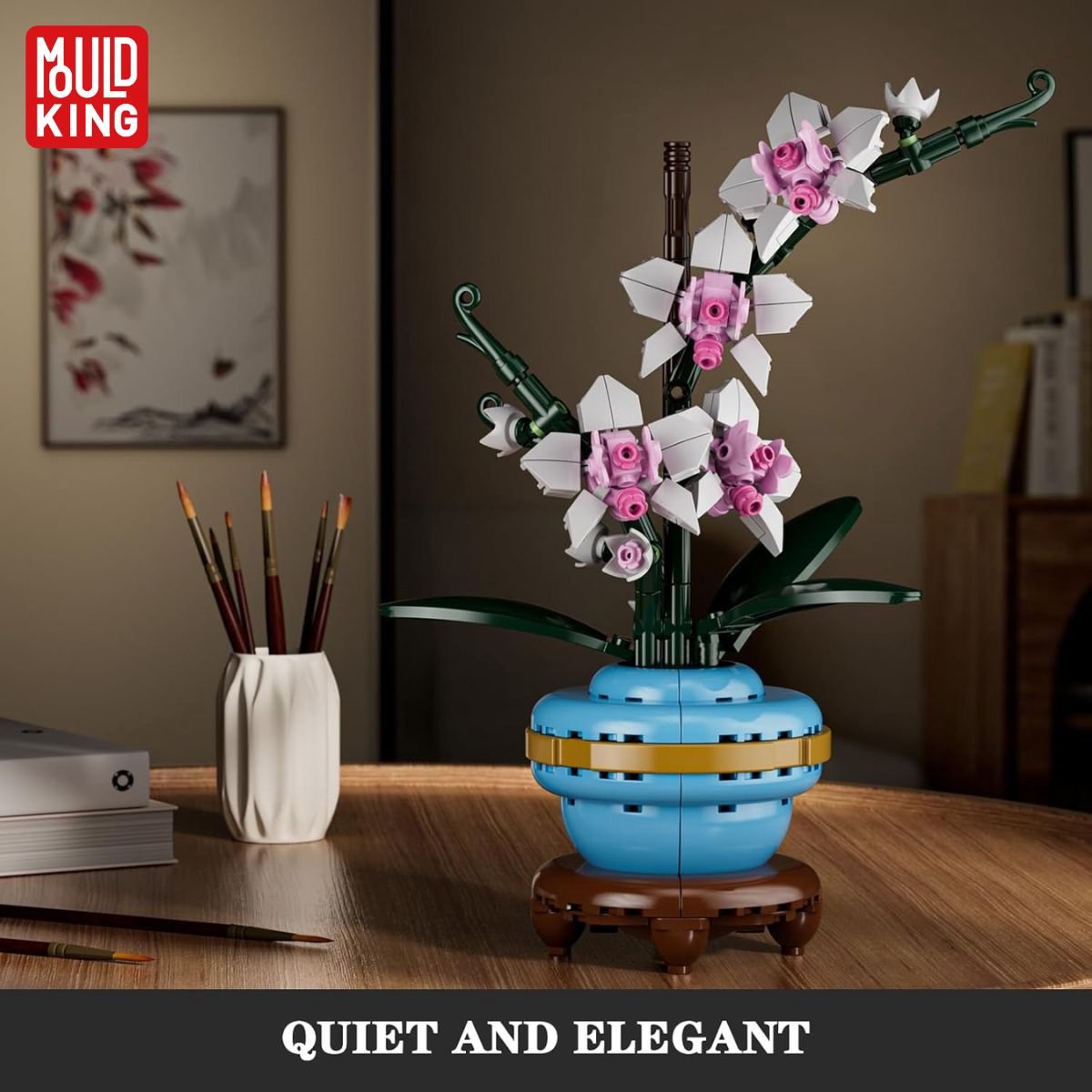Mould King 24119 - Orchidee Bloemenboeket in Vaas - Classic Creator - STEM speelgoed - bloemen bouwpakket - Modelbouw volwassenen & kinderen - DIY Kunstbloemen geschikt voor Lego - Bouwdoos met 386 bouwstenen — afbeelding 9