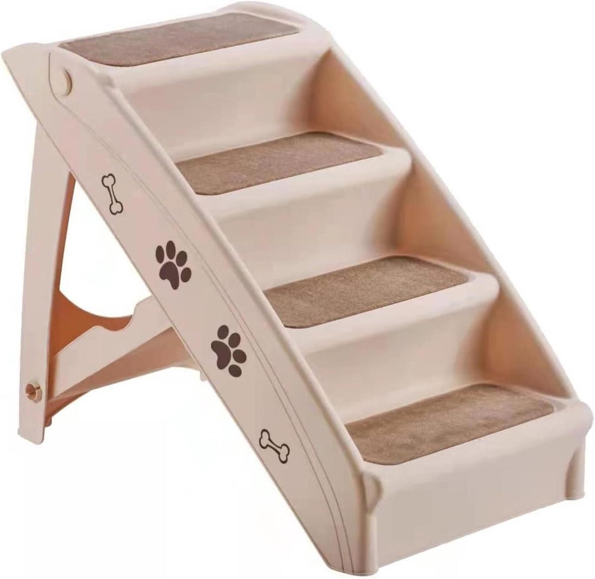 Opvouwbare Hondentrappen - Huisdier Ladder - Huisdieren Hulp - Draagbaar en Lichtgewicht - 38x61x47.5CM - Beige