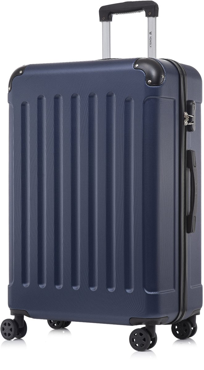 YONSLY Handbagage Koffer - 76 x 49 x 29 cm - 98 L - Cijferslot - 360° Draaibare Wielen - Grote Trolley - Donkerblauw