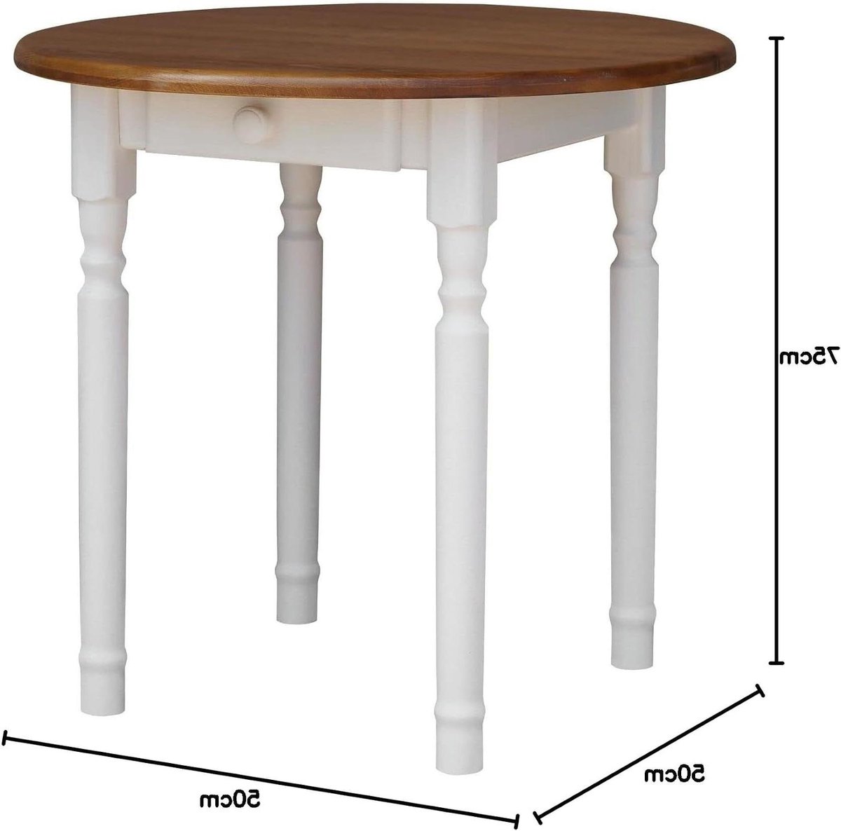 Ronde Houten Tafel - Keukentafel Eettafel - Eten en Ontbijten - Handgemaakt Grenenhout - 60 cm - Wit