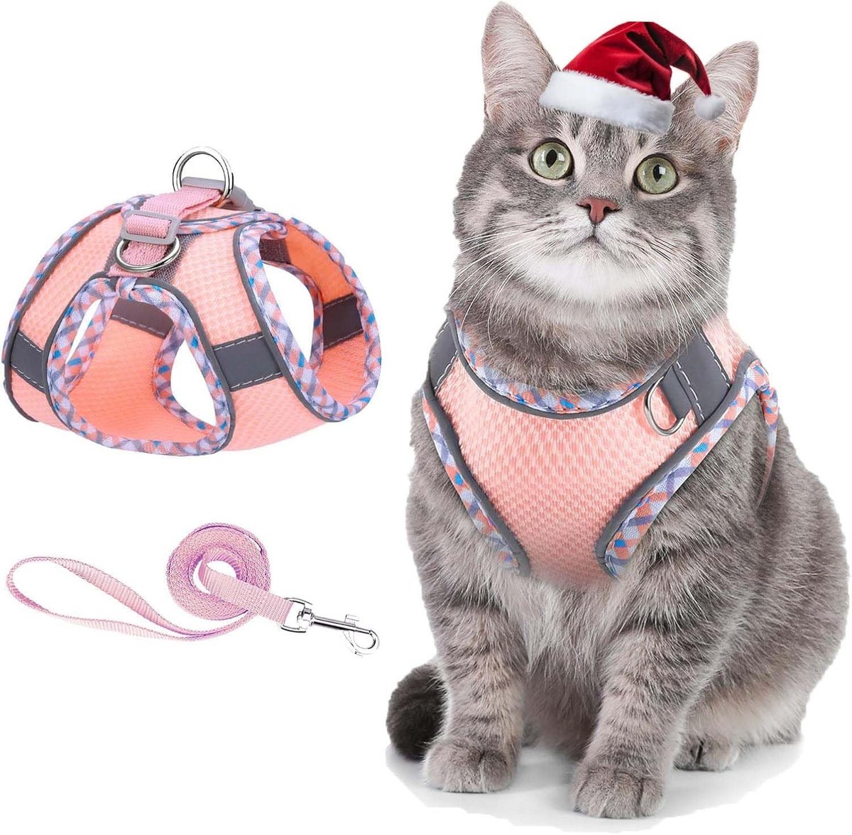 Kattenharnas - Roze - XXS - Ademend Mesh Kattentuig met Reflecterende Strepen - Voor Kleine Huisdieren