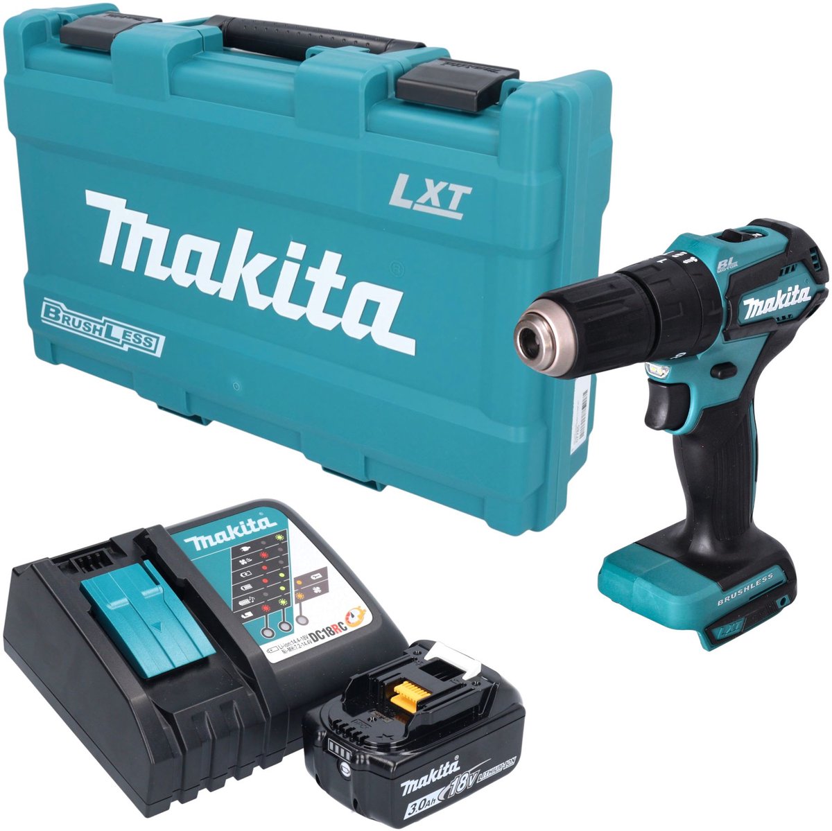 Makita DHP 483 RF1K accu-slagboormachine 18 V 40 Nm borstelloos + 1x accu 3,0 Ah + oplader + koffer