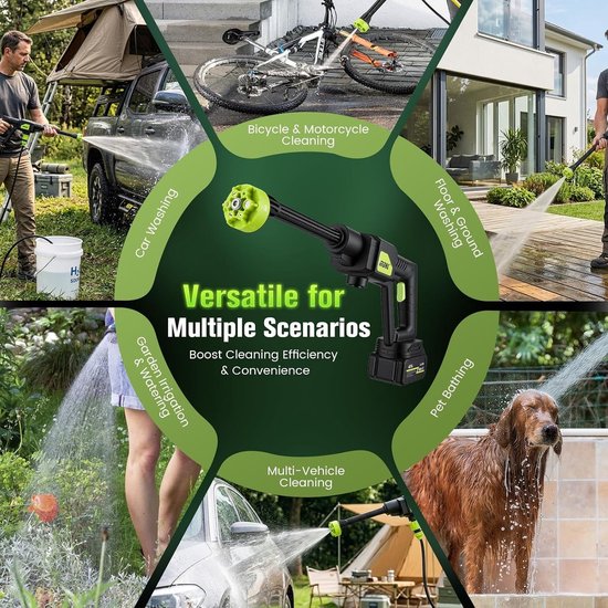 Accu Hogedrukreiniger - Draadloos - met Gereedschapskoffer - Met 6-in-1 Mondstuk - Voor Auto, Fiets en Tuin — afbeelding 5