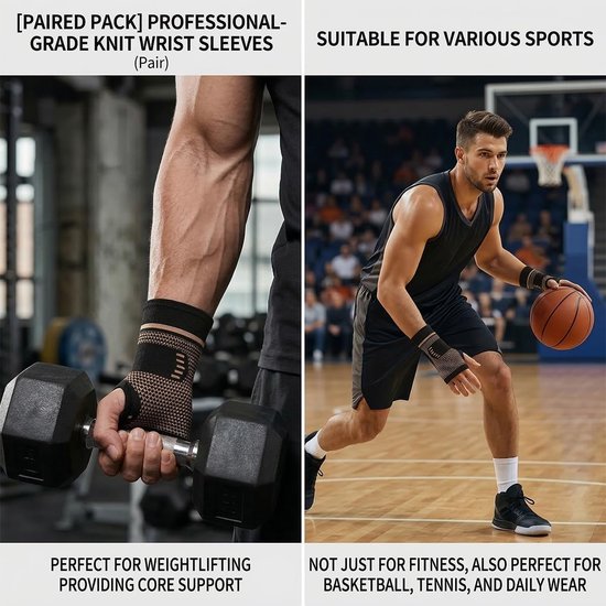 Neopreen koperen polsbandage met hoge elasticiteit, maat M, ideaal voor sport, fitness en herstel — afbeelding 3