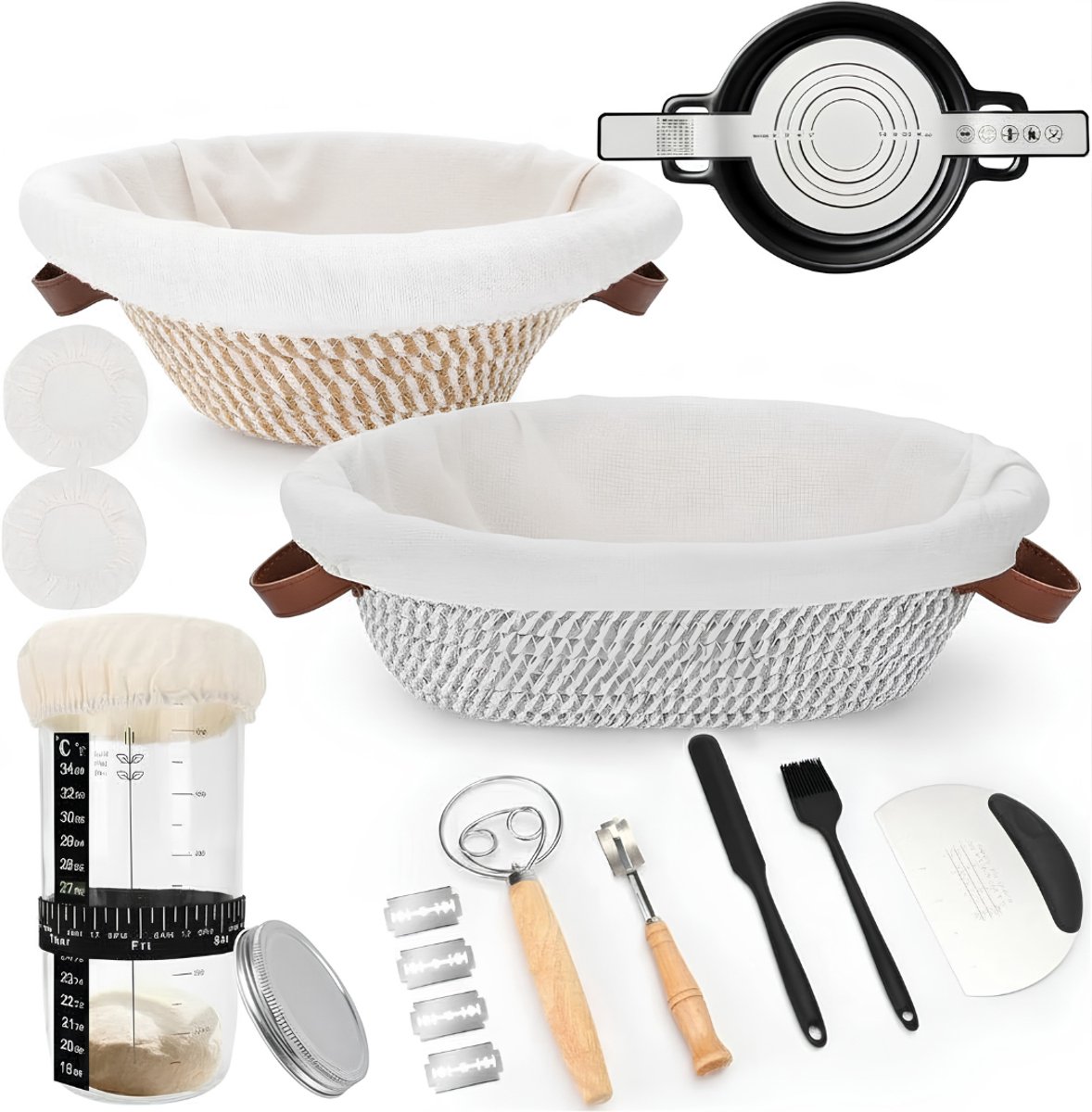 Ploutos® Zuurdesem Starter Set - 21 Stuks - Zuurdesem Starterset - Zuurdesem - Wit - 23cm x 33cm x 11cm