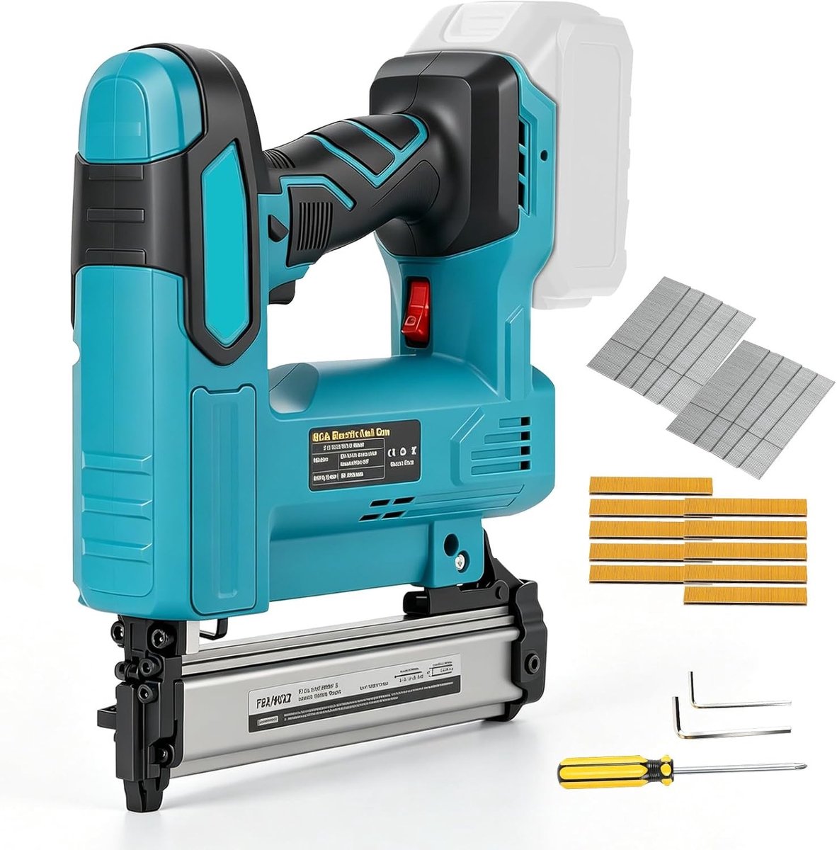 Draadloze 2-in-1 Elektrische Nietmachine voor Timmerwerk en DIY Projecten, 18GA Nagelpistool met 1000 Stuks Nagels en Nietjes, Perfect voor Bekleding en Meubelreparatie