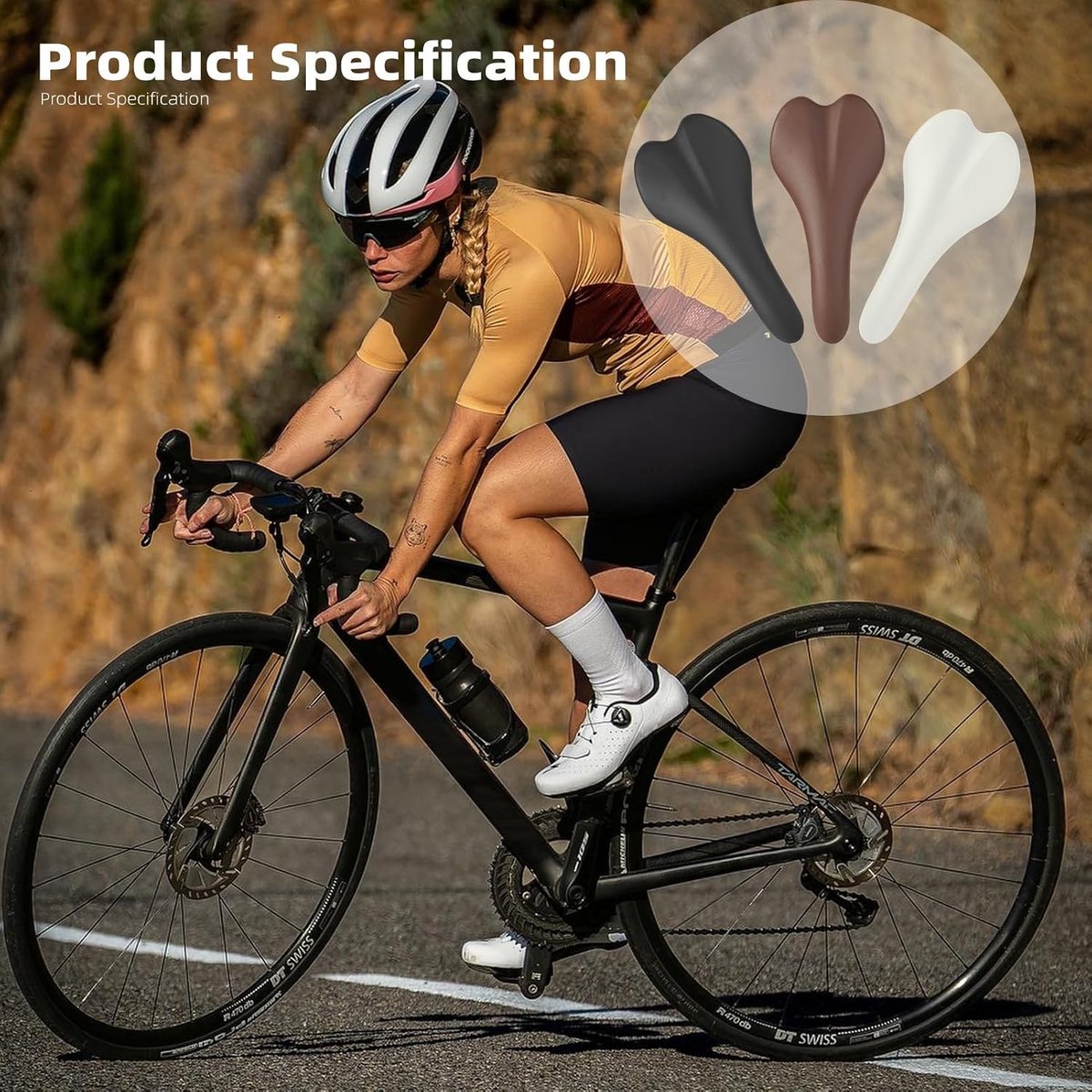 Comfortabel ergonomisch fietszadel - Bruin - Stalen Boog - PVC Oppervlak - Universeel Fietszadel voor Racefiets en MTB