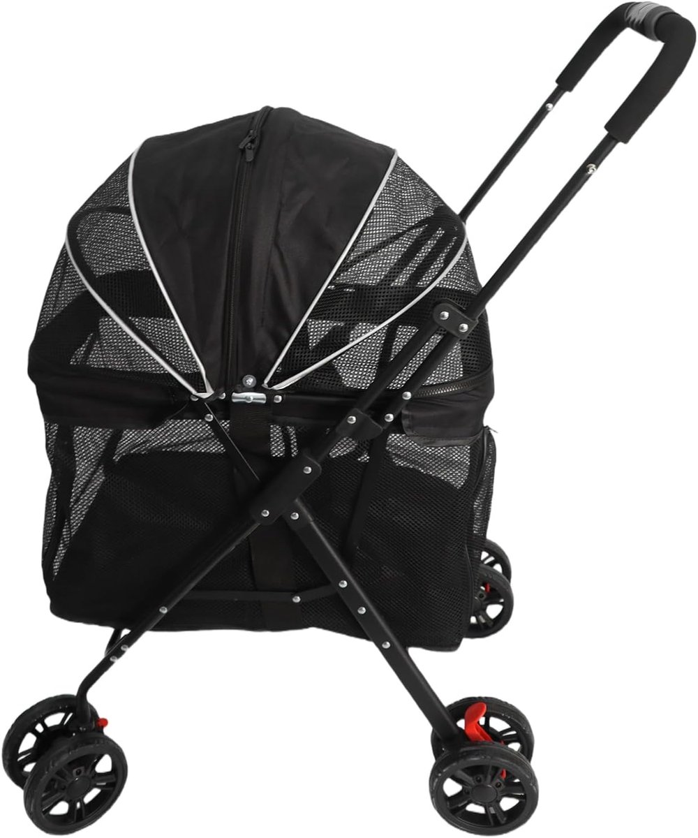 Opvouwbare Hondenbuggy - Reisbuggy Hond - Comfortabel Vervoer - Ademend Mesh Ontwerp - 67 x 44 x 18 cm - Zwart