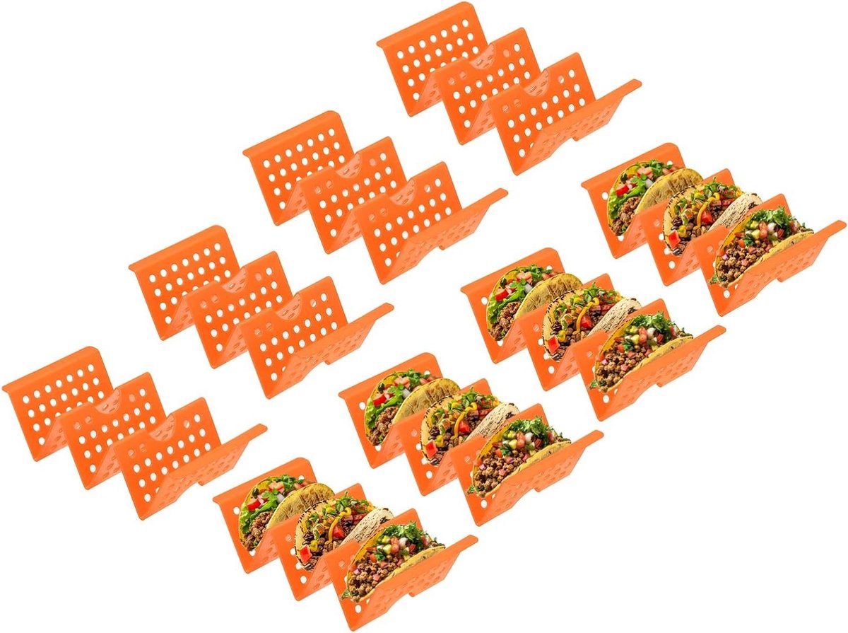 Taco Houders - Plates - Tacos Serveren - Stapelbaar Ontwerp - 8 Stuks - Oranje