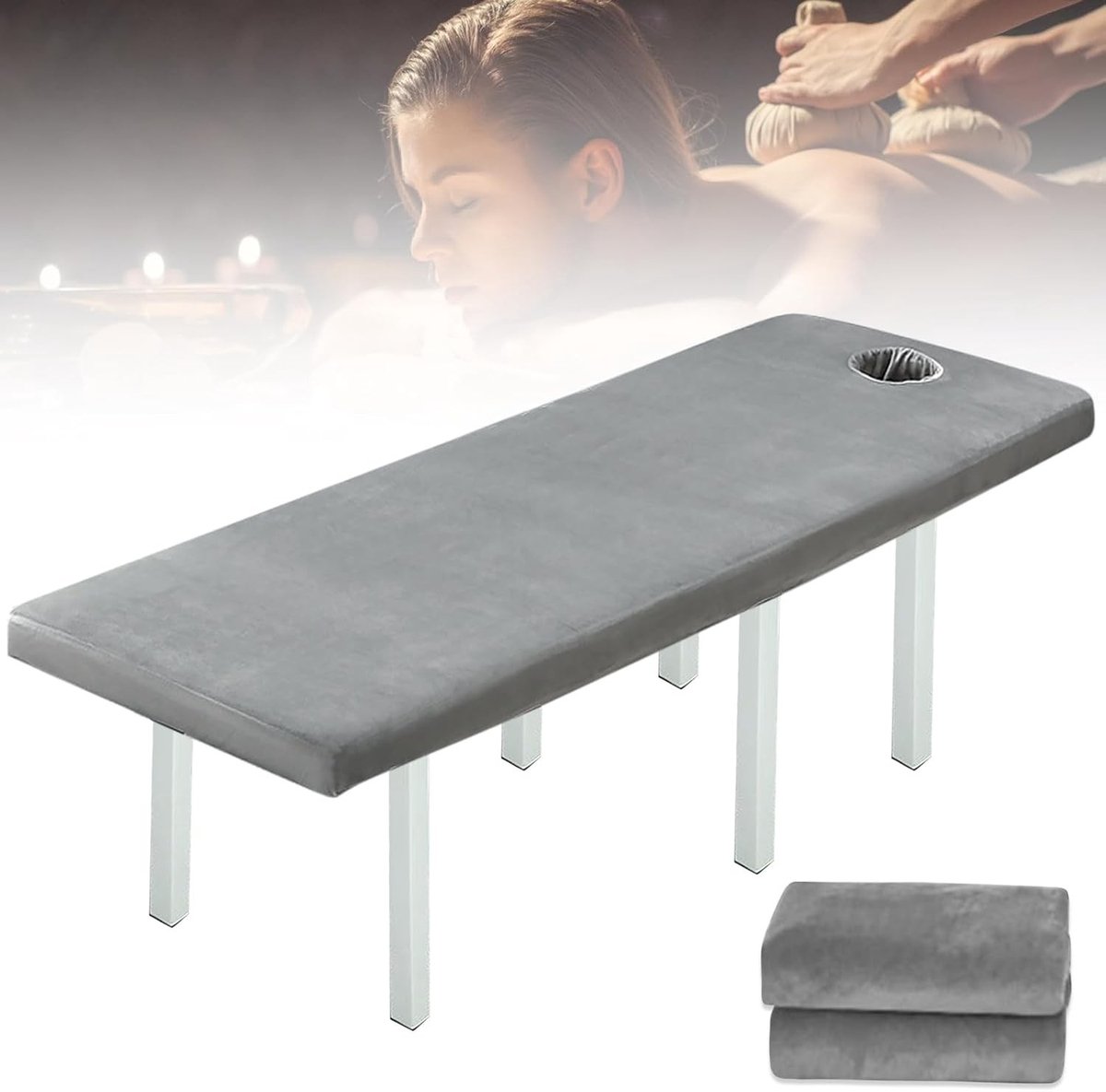 Hyperelastische Moltonhoes voor Massagetafel met Gezichtsuitsparing 190x80 cm
