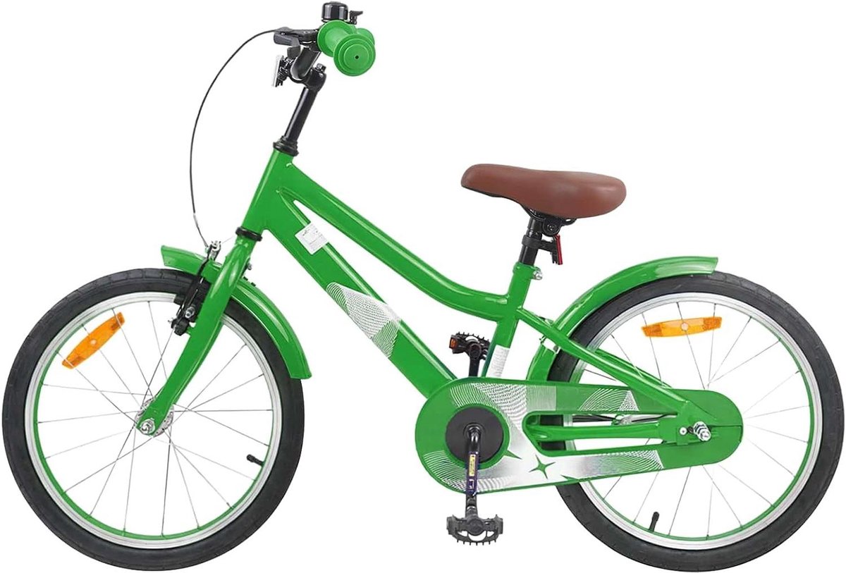 Kinderfiets 18 Inch Klassieke Fiets Buitenavontuur Kind Stevig Stalen Frame 18 Inch Wielmaat Groen