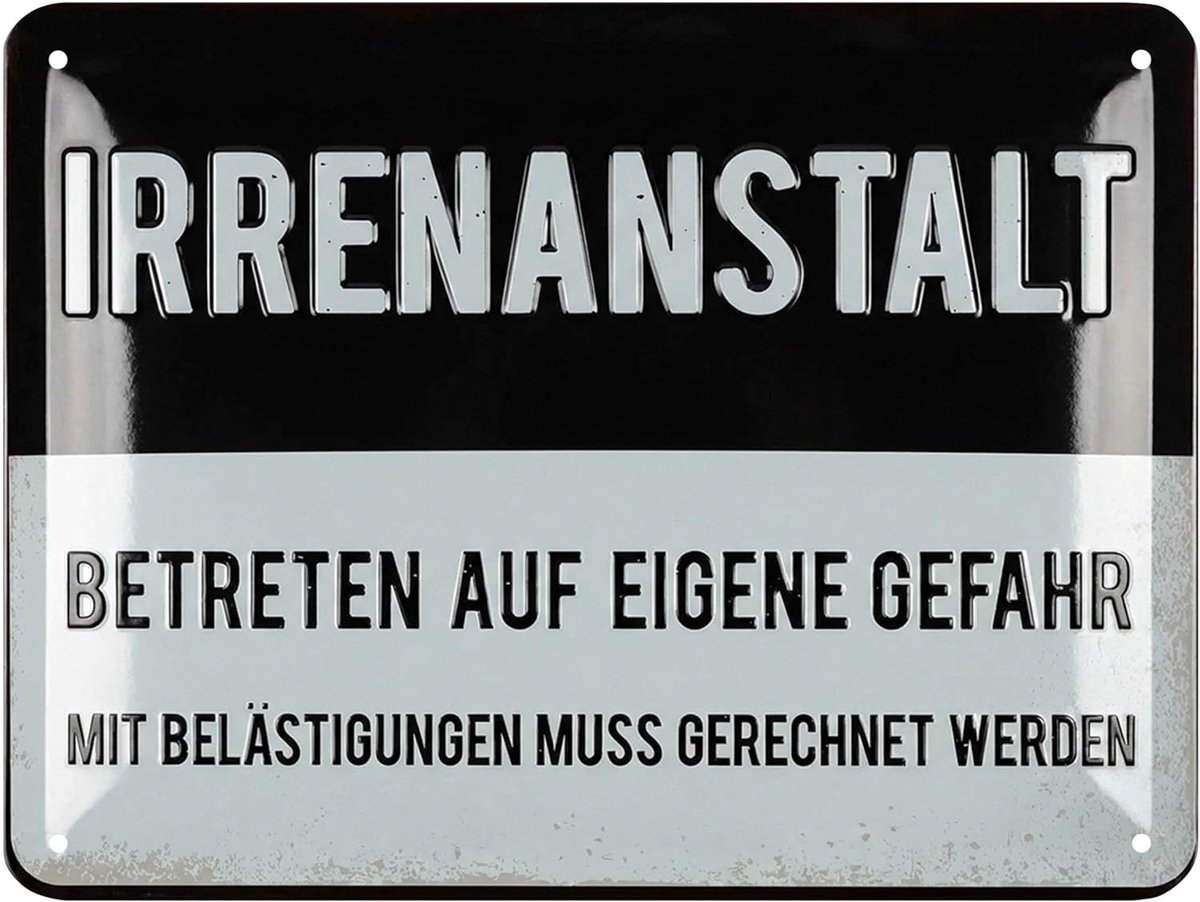 Retro metalen bord met spreuk - Multicolor - 15 x 20 cm - Vintage deurbord van metaal - Voor Keuken en Kantoor