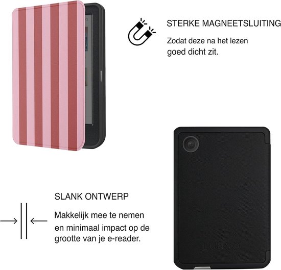 eReader Hoesje - Boekhoesje Cover - Bescherming E-reader - Handige Handband - 6 inch - Roze — afbeelding 3