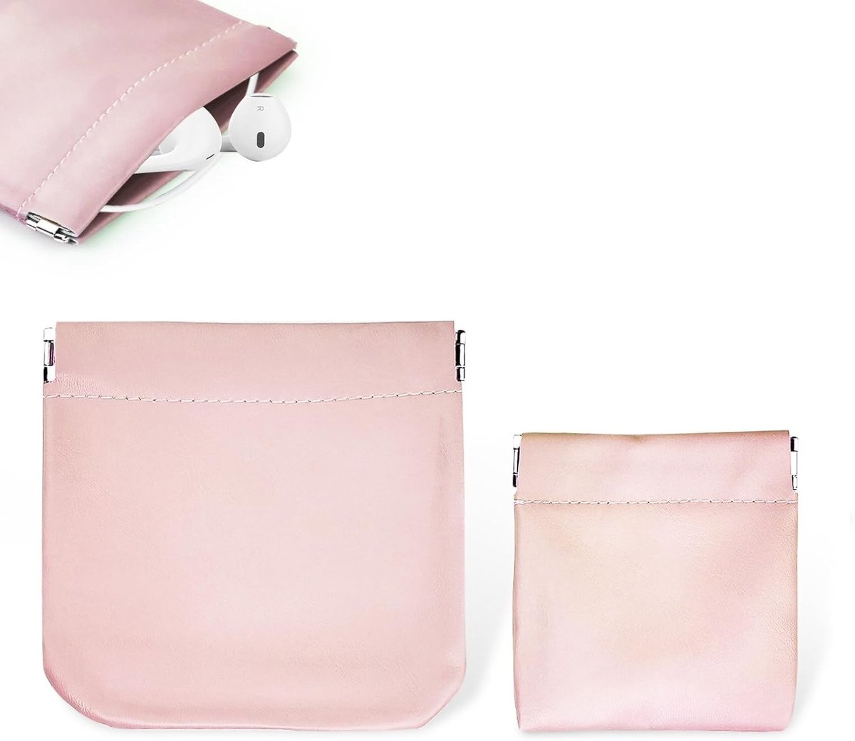 Draagbare Waterdichte Oordopjes Opbergcase, PU Leren Beschermhoes voor Hoofdtelefoons, Sleutels en USB-Sticks - 2 Stuks (Roze)