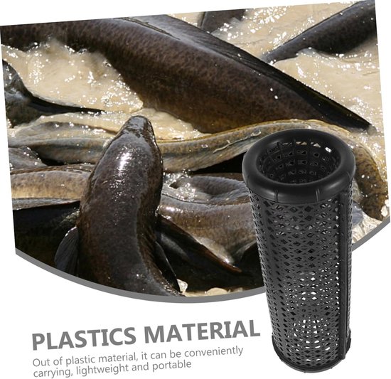 Herbruikbare Visval - Plastic Fuik - Vissen Vangen - Dubbele Ingangen - 40 x 14 x 11.5 cm - Zwart — afbeelding 4
