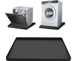 Bobypet-Wasmachine lekbak - Siliconen beschermmat - Waterdicht - Beschermt de vloer tegen lekkage - Voor wasmachine, droger, vaatwasser, koelkast en airco - 60 x 50 x 1,5 cm - Zwart