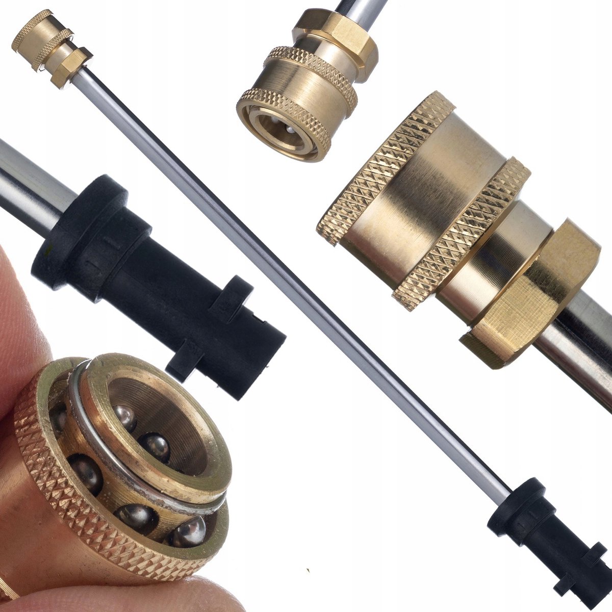 Rosfix Hogedruklans Vervanging 42 Cm - Spuitlans 1/4" - Messing Snelkoppeling Rvs - Geschikt voor Kärcher