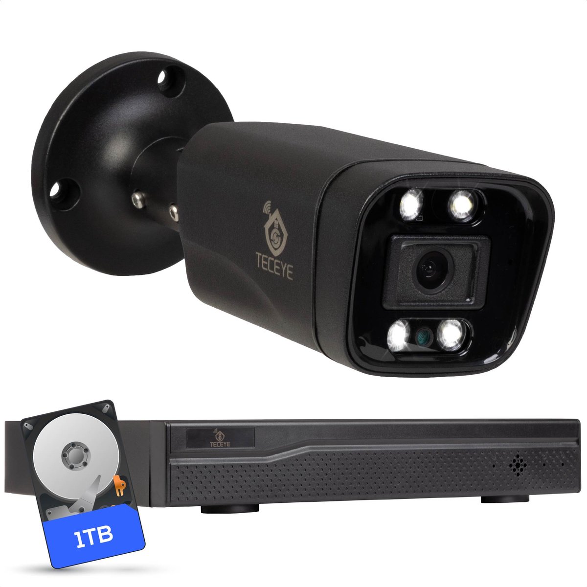 Teceye Compleet Camera Beveiliging Set met 1x POE Camera - 1TB - Beveiligingscamera - Beveiligingscamera binnen - Beveiligingscamera buiten - CCTV Camera systeem - Beveiligingscamera set - Bewakingscamera set