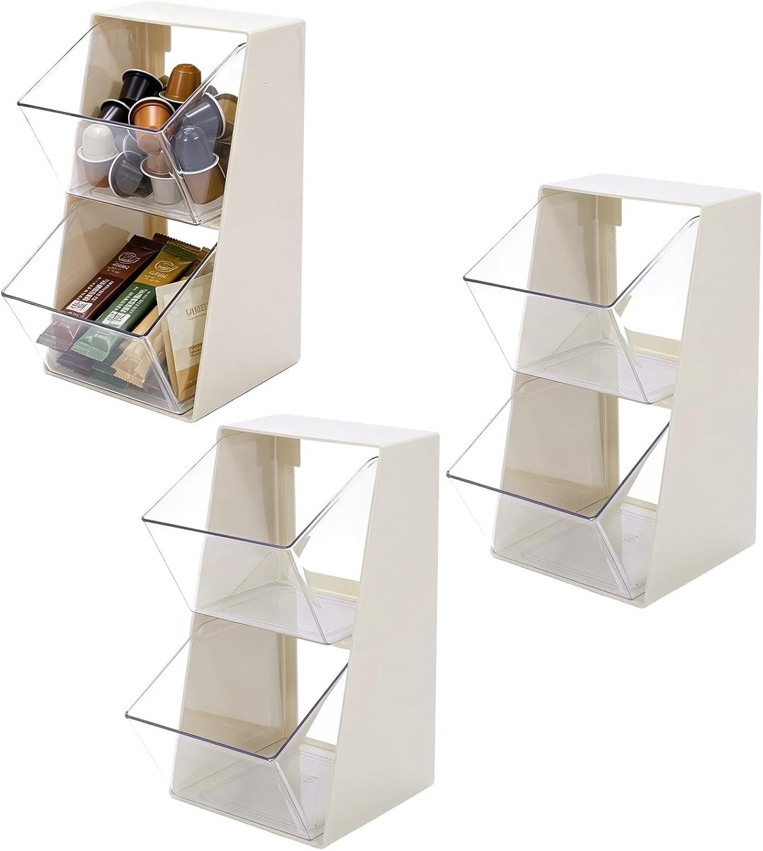 Acryl koffiecapsulehouders voor 2 dieren, compacte organizer voor K-cups en theezakjes, stijlvolle opslagoplossing voor koffiebar accessoires