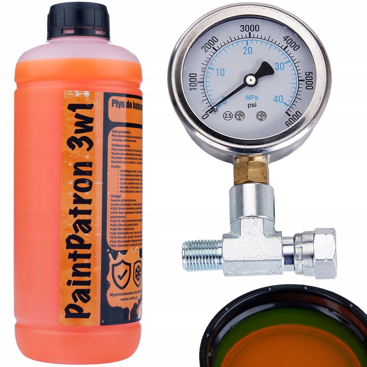 Rosfix Manometer Set - Lijnmanometer 0–40 MPa 1/4'' T-Stuk Glycerinegevuld - RVS 56mm
