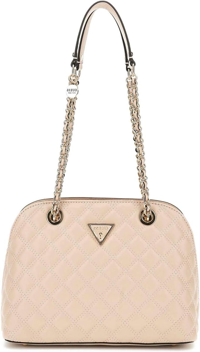Dome Schoudertas - Handtas Quilted Look - Dagelijks Gebruik - Verstevigde Bodem - 27 x 20.5 cm - Licht Beige