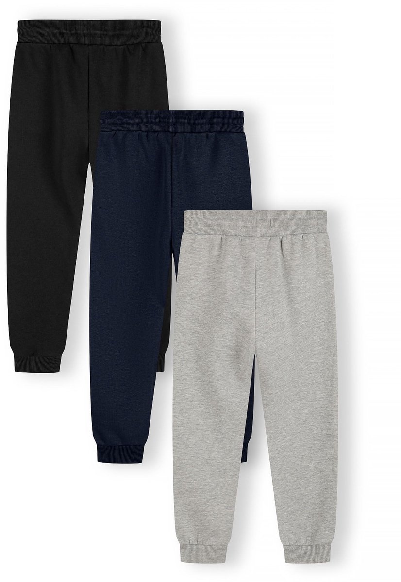 Minoti joggingbroek jongens 3-pack fleece - katoen - donkerblauw
