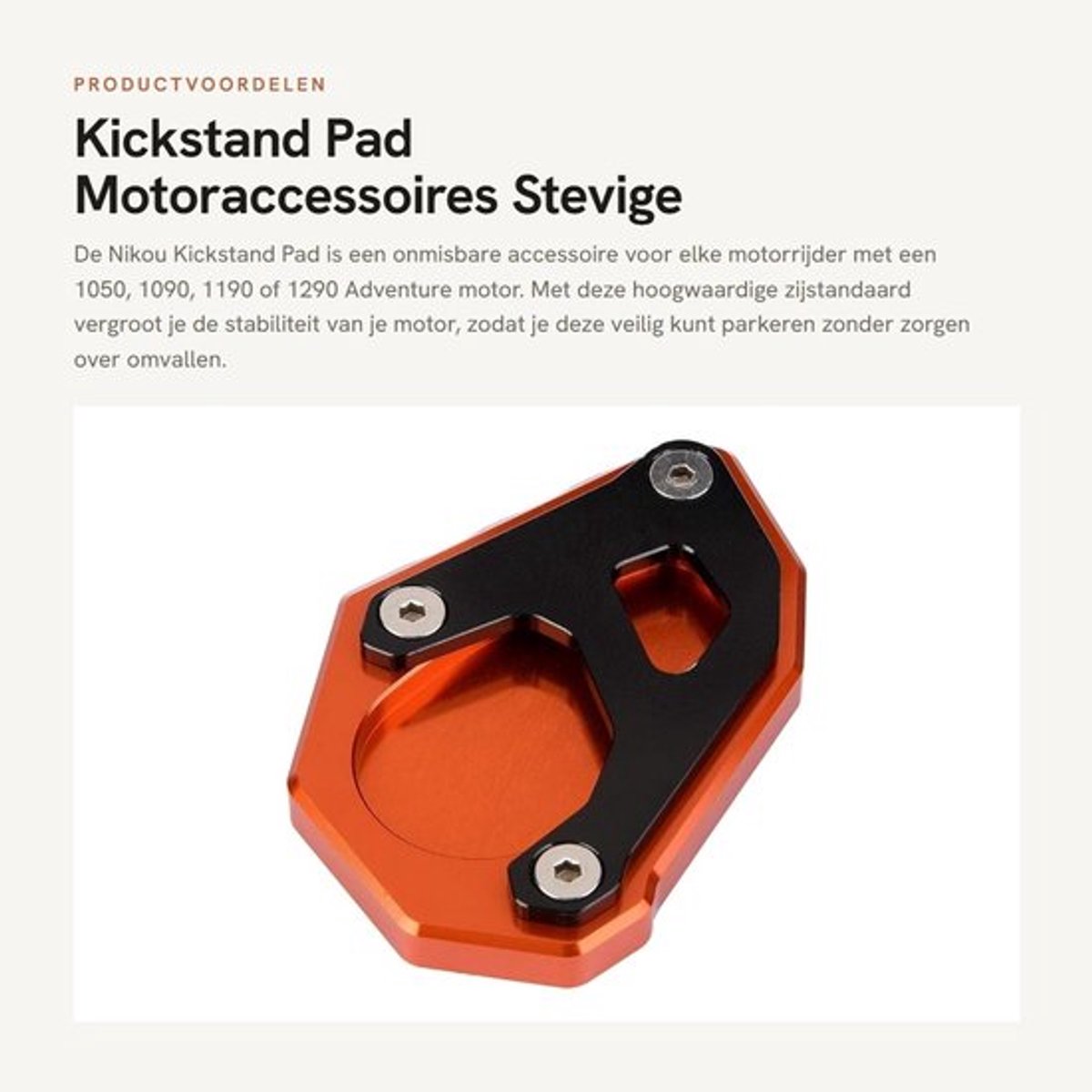 Kickstand Pad - Eenvoudig te installeren - Motorfiets Zijstandaard - Geschikt voor 1050/1090/1190/1290 Adventure - Anodized behandeling - Voorkomt oxidatie en roest - Motorcycle Side Stand
