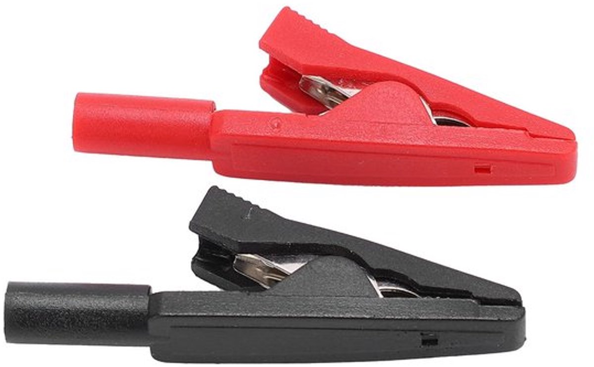 Testklemmen - Krokodil Clips - Duurzaam en veilig - Rood en zwart - Draadbeheer - Geschikt voor elektrische testen - Geïsoleerde clips