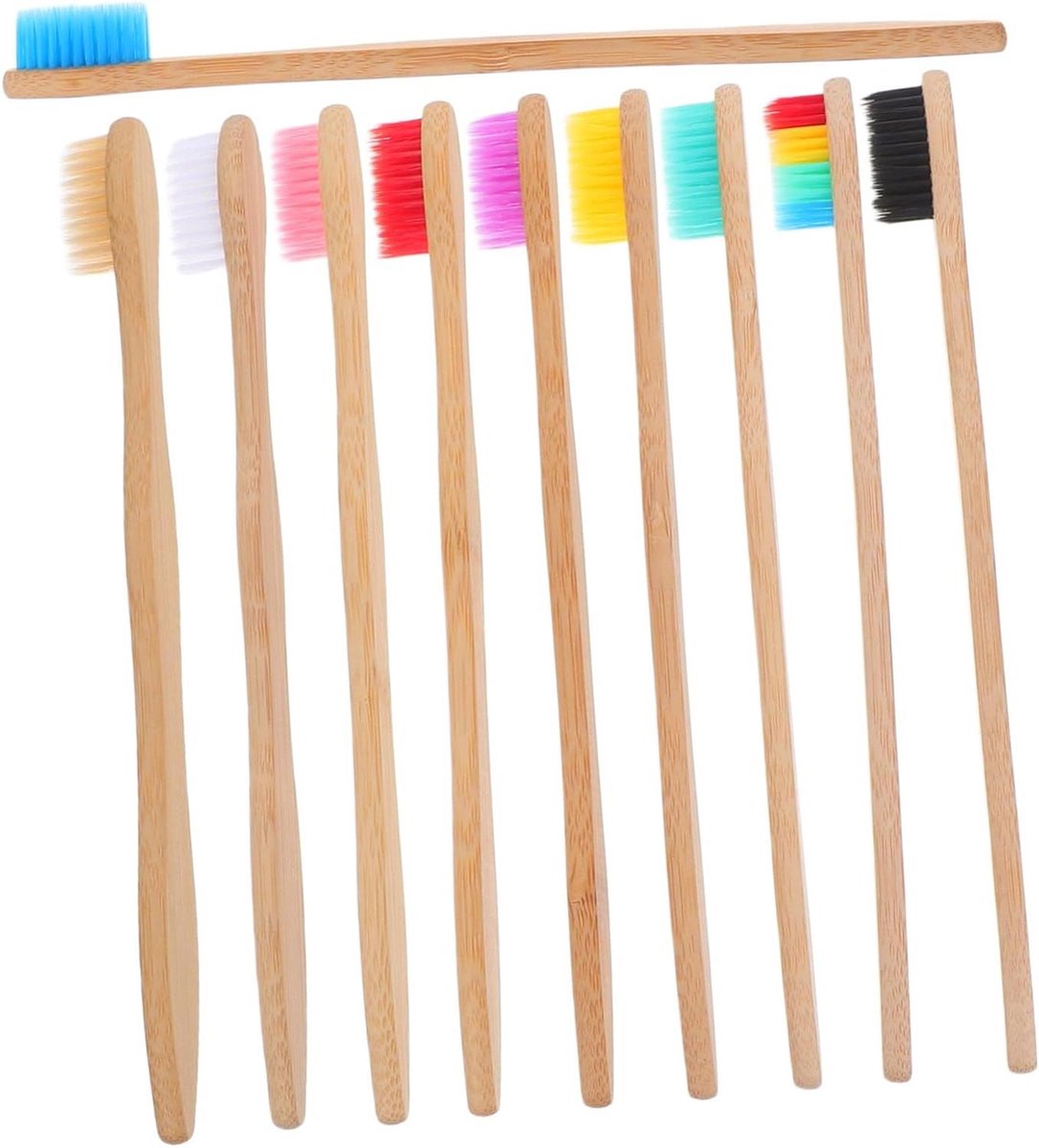 Kleine Bamboe Tandenborstels - Reis Tandenborstels - Mondhygiëne - Zachte Nylon Haren - 10 Stuks - Kleurrijk