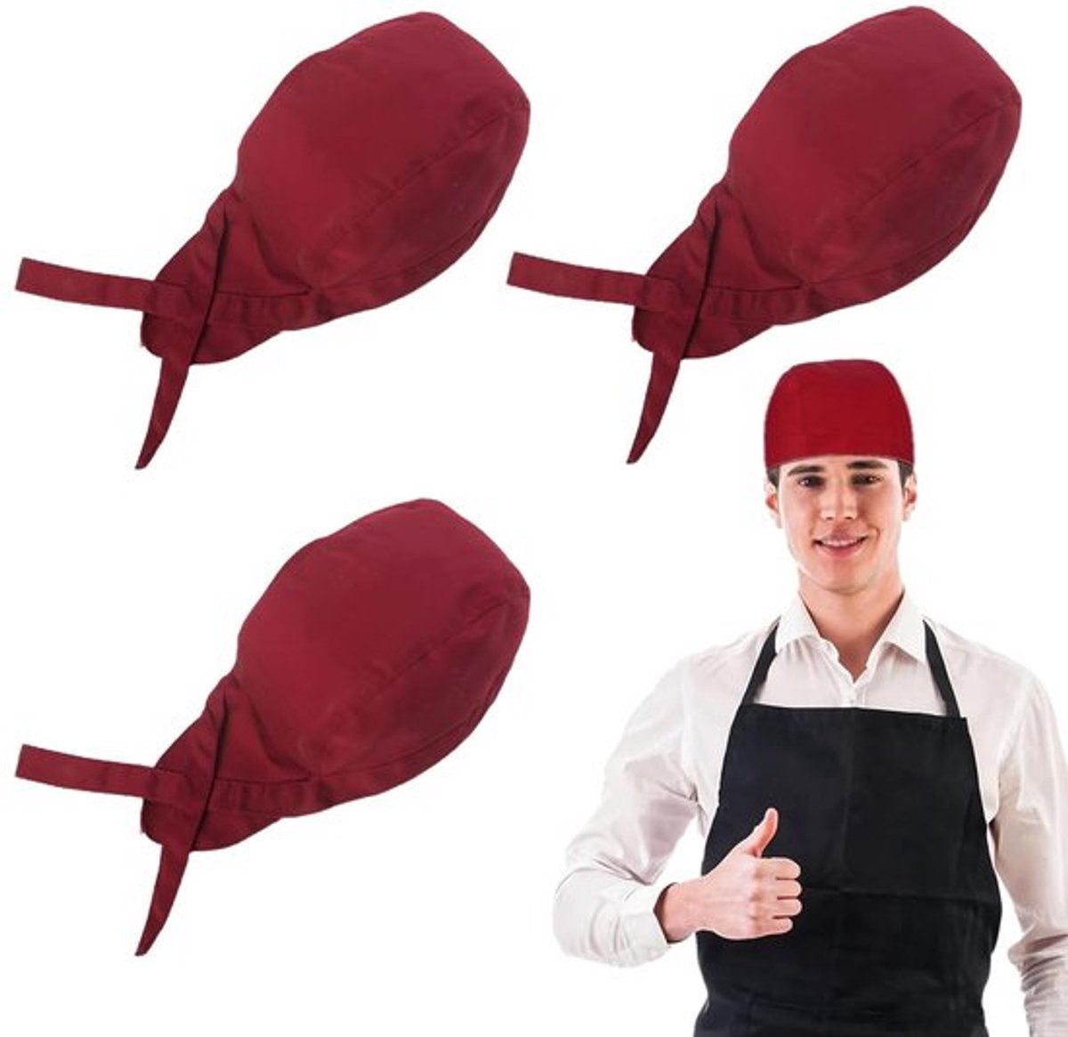 Koksmuts Professioneel - Verstelbare Koksmuts - Bandana's - Keukenschort - Uniseks - 3 Stuks - Hoogwaardig Polyester - Keukenmuts