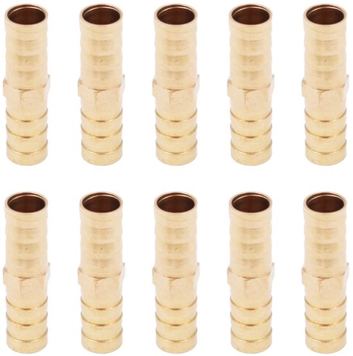 Slangfitting Messing 10mm - Slangkoppeling - Tuinslang Connector - Aansluiting voor Lucht/Water/Olie/Gas - 10 Stuks - Corrosiebestendig