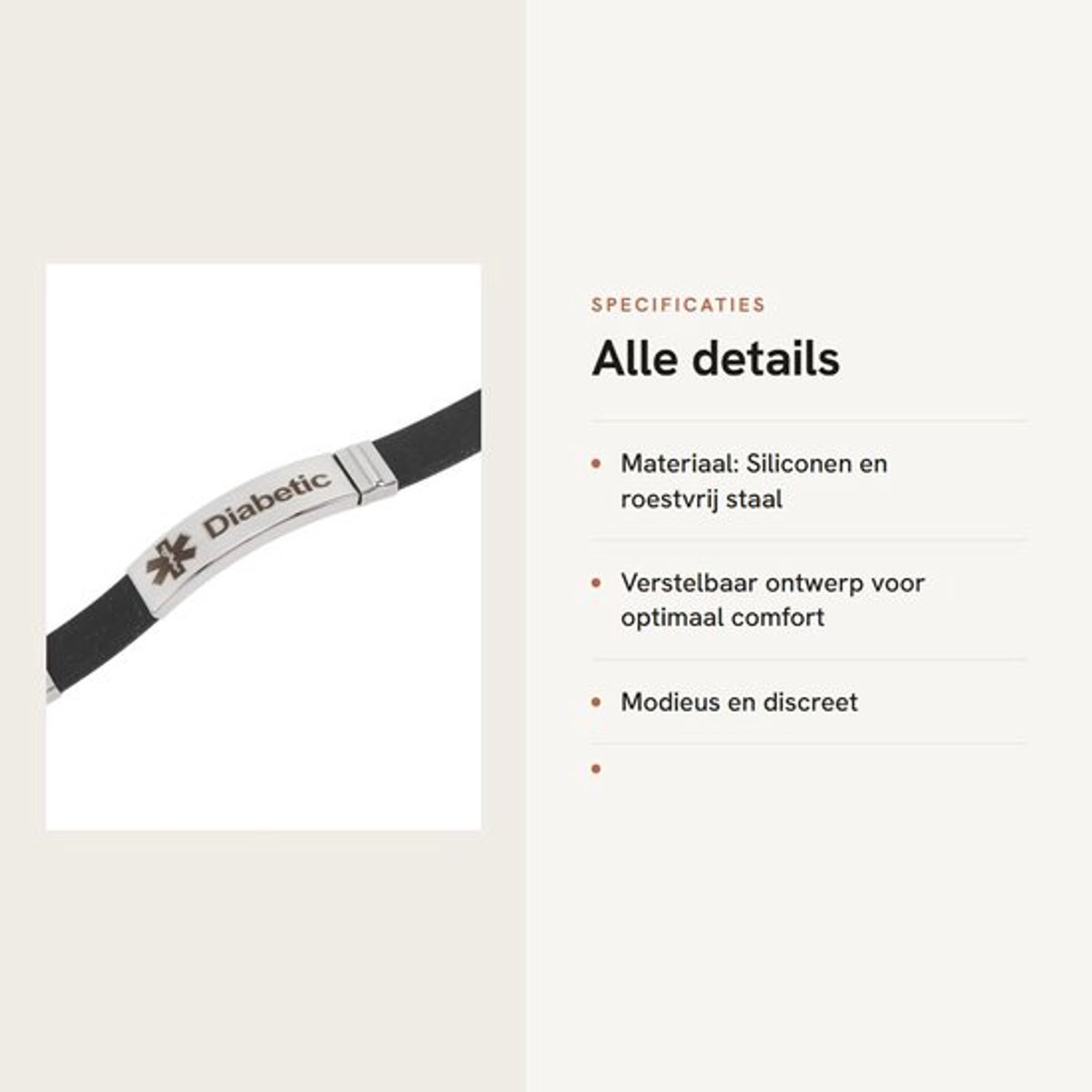 Diabeteswaarschuwingsarmband Stijlvol Ontwerp - Verstelbare Siliconen Polsband - Nood-ID Sieraden - Gezondheid Prioriteit - Lichtgewicht en Comfortabel - Noodarmband