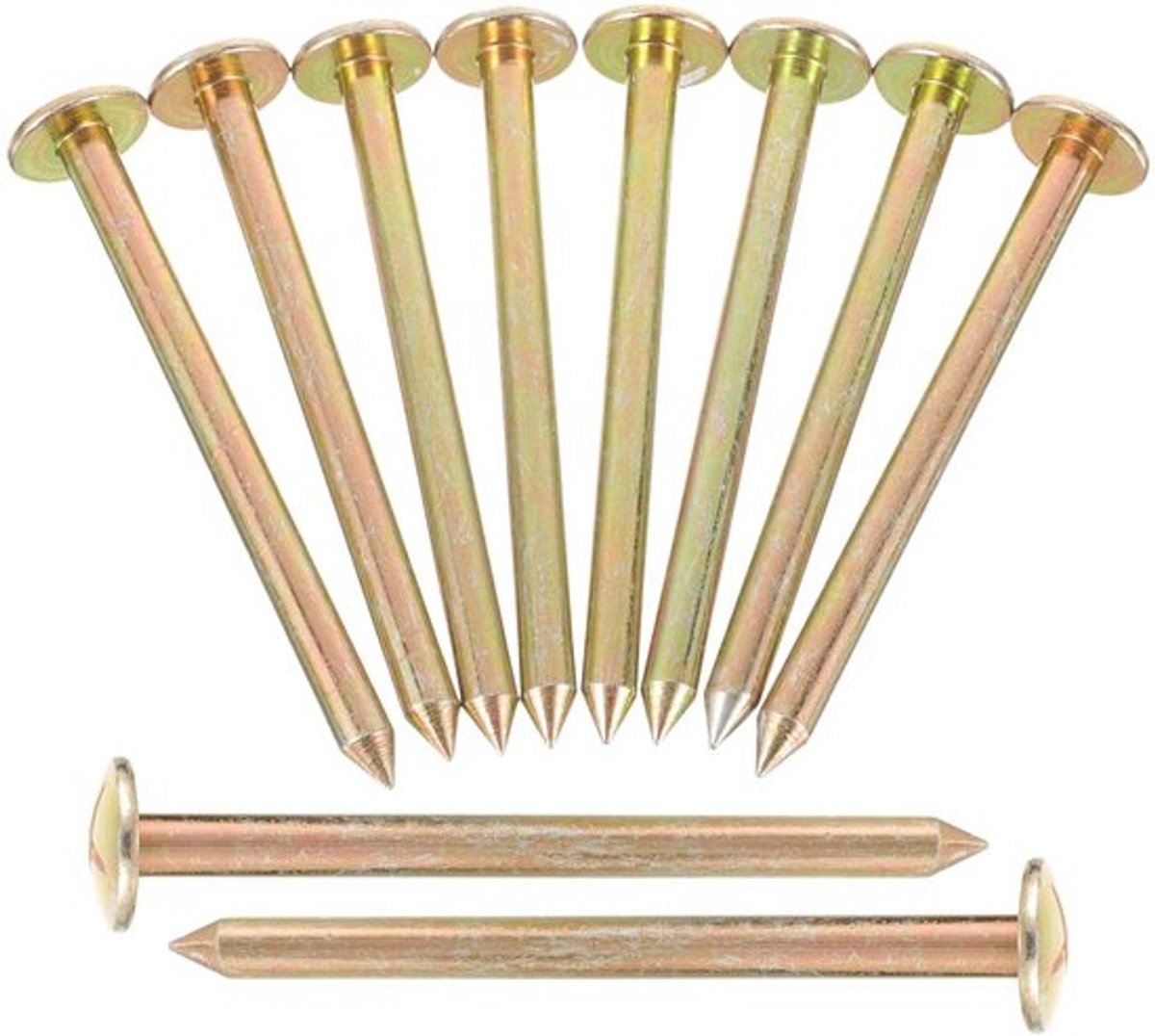 POPETPOP 10 stuks gazonvloernagels, grensinzetstukken, grondgrensmarkeringen, gereedschap, bevestigingspaal, landschapsstift, verzinkt, houten stapel, spijker, meten, spijker, roestvrij staal