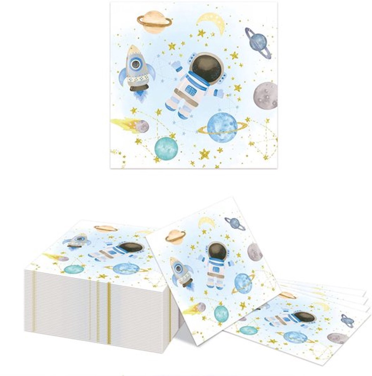 Servetten 40 Stuks - Papieren Servetten 33x33cm - Ruimte Thema - Astronauten - Tafeldecoratie - Verjaardag/Baby Shower - Feestservetten