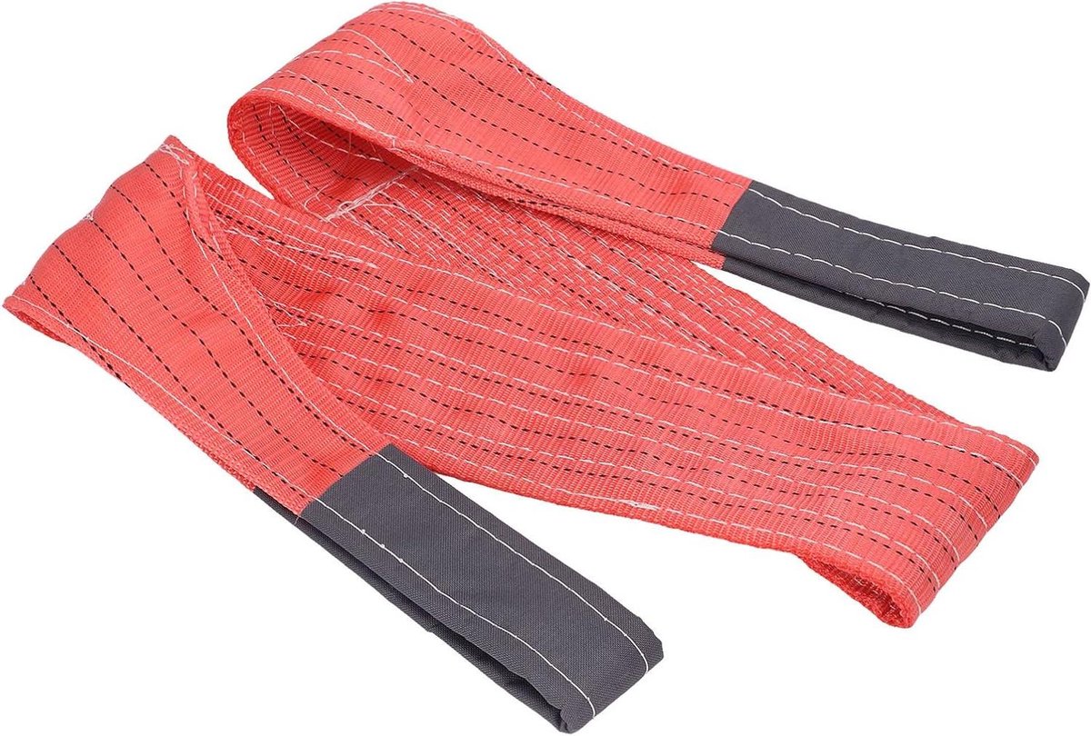 Ronde Hijsband - Tilband Polyester - Materiaal Verplaatsen - Dubbele Ogen Canvasversterking - 2 meter - Grijs