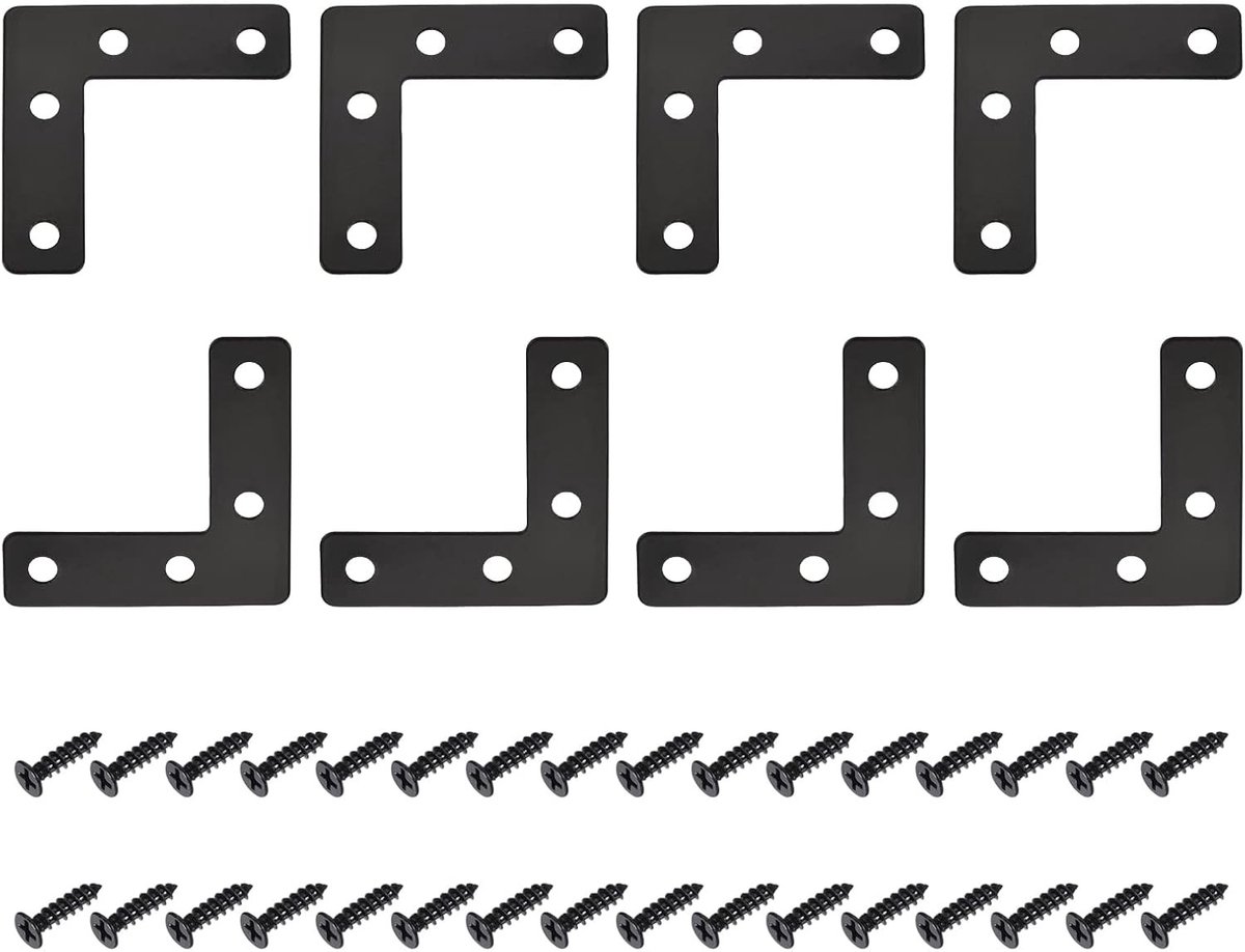 Hoekijzers - Zwart - 50 x 50 x 1 mm - IJzeren L-vormige Reparatieplaten - Voor Meubelonderhoud