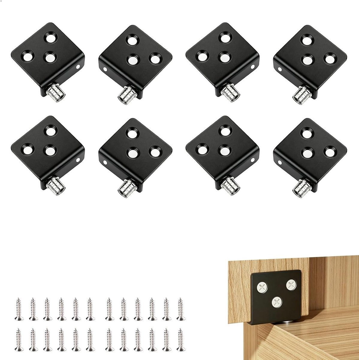 Hoekijzers - Zwart - 35 x 17 x 32 mm - Metalen L-vormige Hoekhouders - Voor Kastconstructies