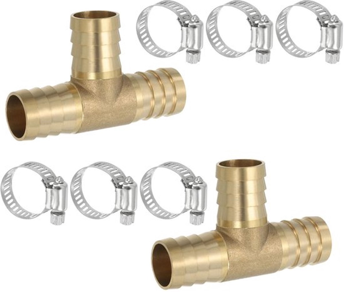 Messing T-stuk 3/4" - 2 Stuks - Koppeling - Slangkoppeling - Irrigatie - Schokbestendig - Voor vloeistoffen/gassen - Slangstuk