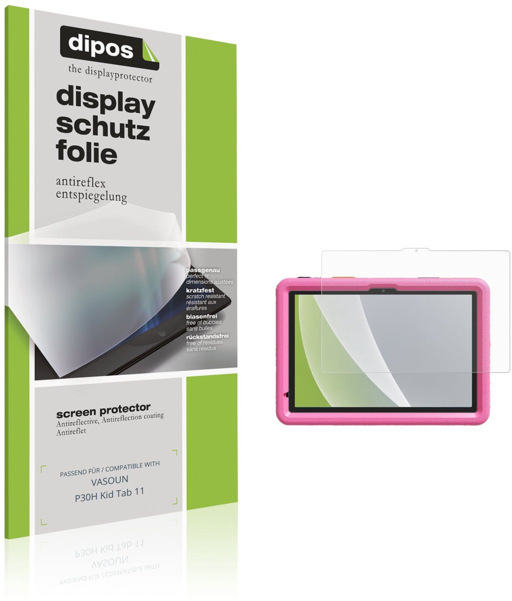 dipos – 2x Matte Beschermfolie geschikt voor VASOUN P30H Kid Tab 11 | Krasbestendige & antireflecterende Screenprotector Ultra-Thin